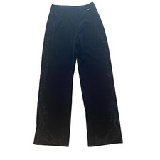 St. John Velour Pant Wide Leg Pull On Black Small Women Drawstring Designer