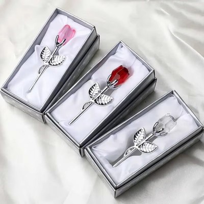 Silber Gold Kristallglas Rose Künstliche Blume  Hochzeits party Geschenke