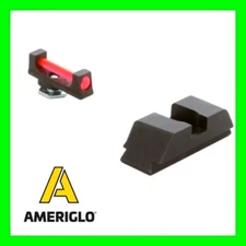 Glock 17 19 22 23 24 26 27 Red Fiber Optic Sight Front & Black Rear by AmeriGlo