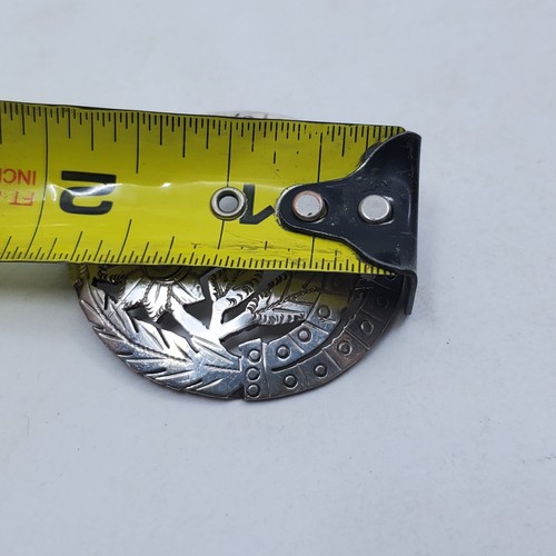 VINTAGE STERLING SILVER .925 PERU PIN BROOCH/ CiIRCLE BIRD FLOWER J18 - Picture 10 of 11