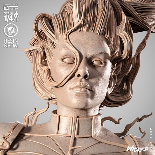 3D gedruckte Fan Art Captain Marvel Portrait Büste von Wicked - Bild 4 von 13