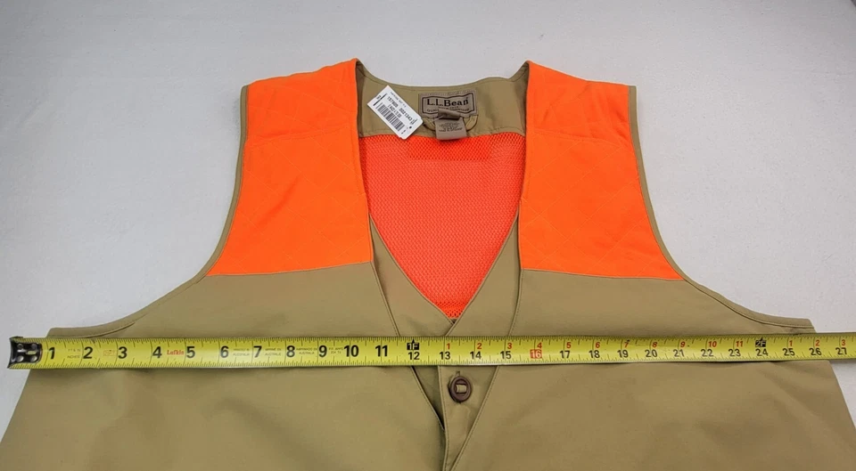 LL Bean Hunting Vest Mens 2XL Beige Hunter Orange Huge Game Bag/Pocket Nylon - Image 4 of 4