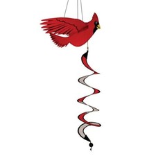 26  W RED CARDINAL Bird theme hanging WIND TWISTER garden d cor ITB-4982
