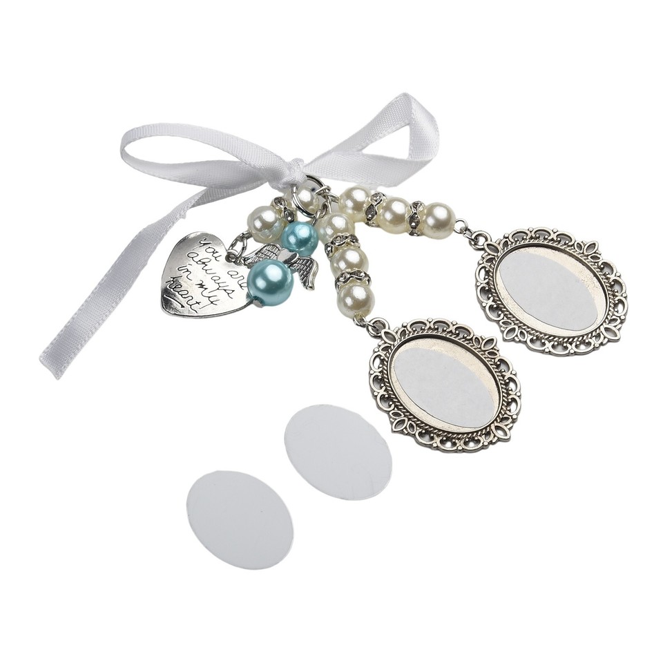 Handmade Silver Bridal Bouquet Charm Memory Frame With Heart Shaped