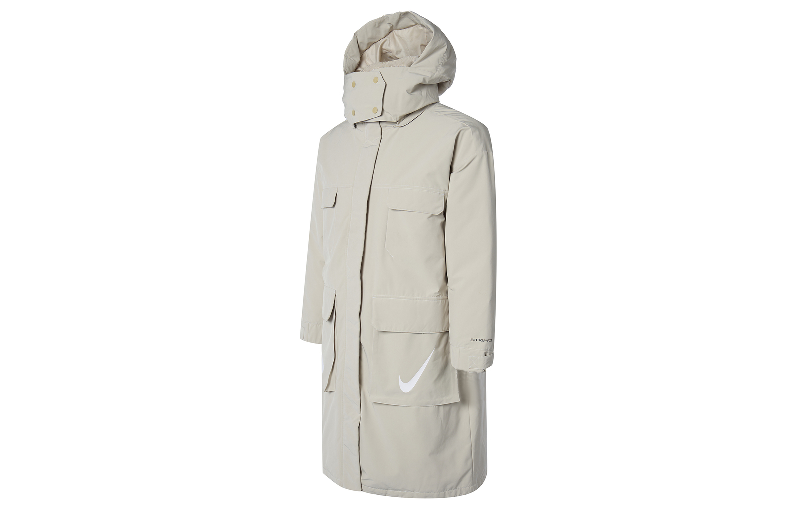 Длинный пуховик с капюшоном и принтом логотипа Nike