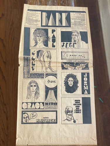 JEFFERSON AIRPLANE Bark LP Original 1971 Bark Paper Bag Cover With Illustrations - Imagen 2 de 10