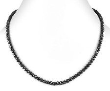 4 mm Black Diamond Beads Single row Necklace AAA Quality 16 Inch Certified 