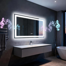 Illuminated LED Bathroom Mirror with Bluetooth Speaker, Anti-Fog, 3 Colors, 48"x
