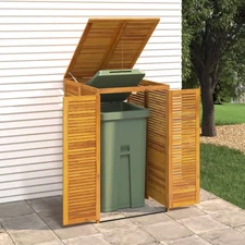 Single Garbage Bin Shed 27.6"x35"x46.1" Solid Wood Acacia