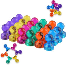 24 Pack Magnets Whiteboard Push Pins,6 Assorted Color Fridge Magnetic Pushpins,R