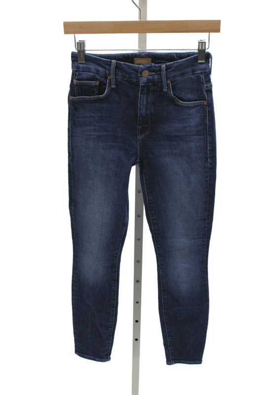 Mother Women Ankle Skinny Jeans Dark Blue Denim Mid Rise Petite Size 24