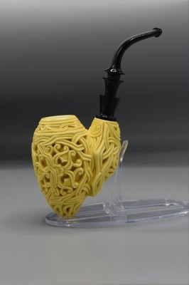 Deep carving Pickaxe Pipe By Altay  Block  MEERSCHAUM-NEW-HAND CARVED W Case#854