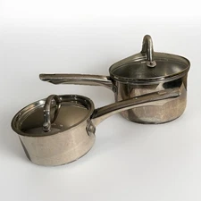 FARBERWARE Millennium 1 Qt & 2 Qt Saucepan Pot 18/10 Stainless Steel W/lids