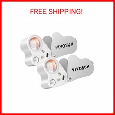 VIVOSUN 2-Pack 30X 60X Illuminated Jewelers Loupe Foldable Magnifier with LED Li