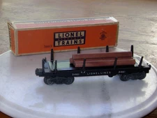 VTG. LIONEL AUTOMATIC LUMBER CAR NO. 3461X (5) LOGS & ORIGINAL BOX LIONEL LINES