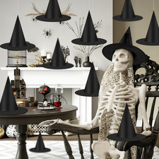 Black Witch Hat Halloween Hanging Wizard Hat Decor Porch Yard Ceiling Prop Set