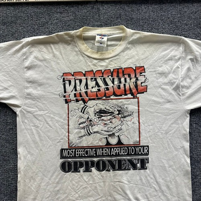 #ad Jerzees T Shirt Mens Size XL White Graphic Pressure Cartoon USA Made Heavyweight $28.00