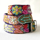 New Jenny Krauss Cute Floral Embroidered Wool Belt In Black Handmade Peru S M L