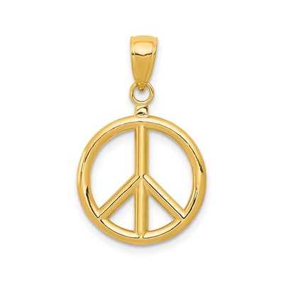 10k Gelbgold Peace Zeichen Anhänger Boho Retro Unisex Harmonie Spiritueller Charm