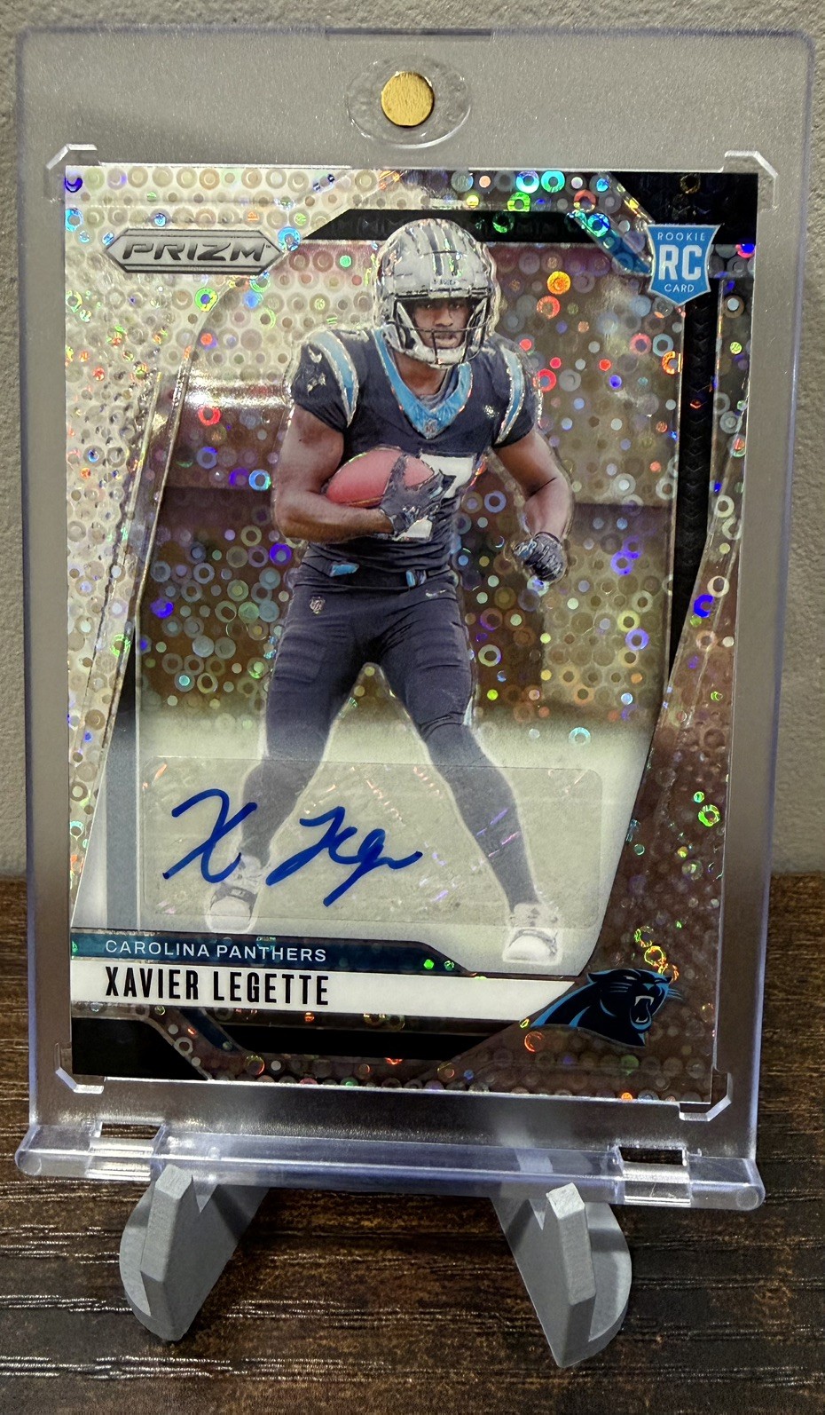 2024 Panini Prizm Xavier Legette #398 No Huddle Silver Disco Prizm Rookie Auto