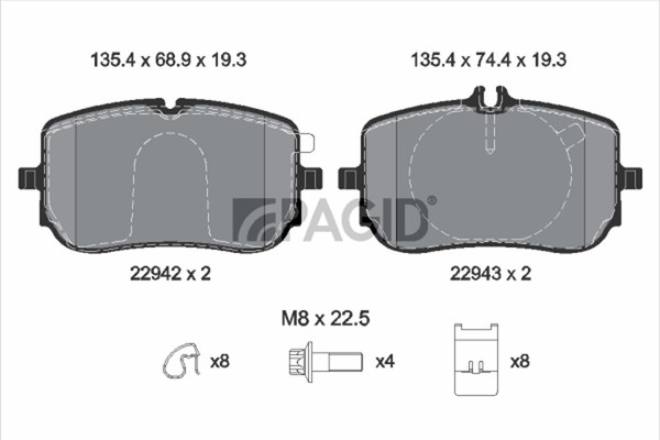 Bremsbelagsatz Scheibenbremse Pagid T2819N FüR Mercedes GLA H247 Klasse W177 GLB-image