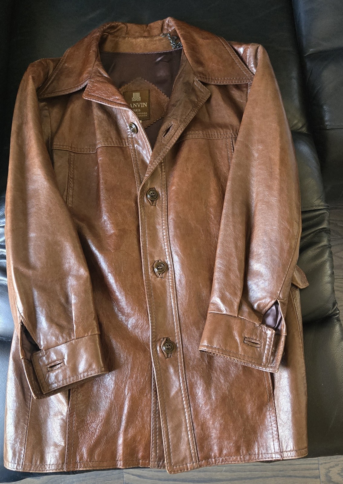 Lanvin, Lanvin Paris Leather Jacket Size 36 Made In Canada Vintage Mens 1980s
