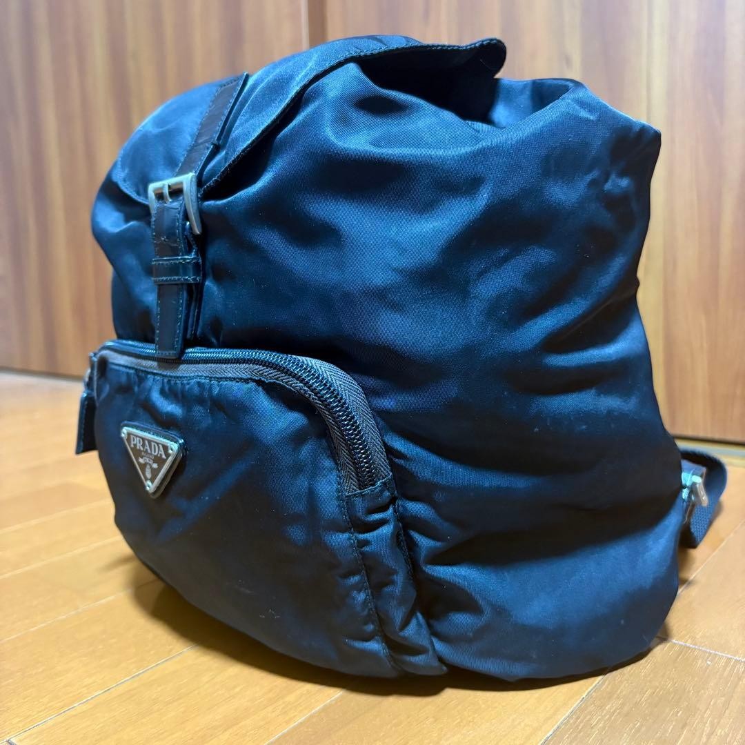 Prada Mini Backpack Black Nylon Drawstring Used A… - image 3