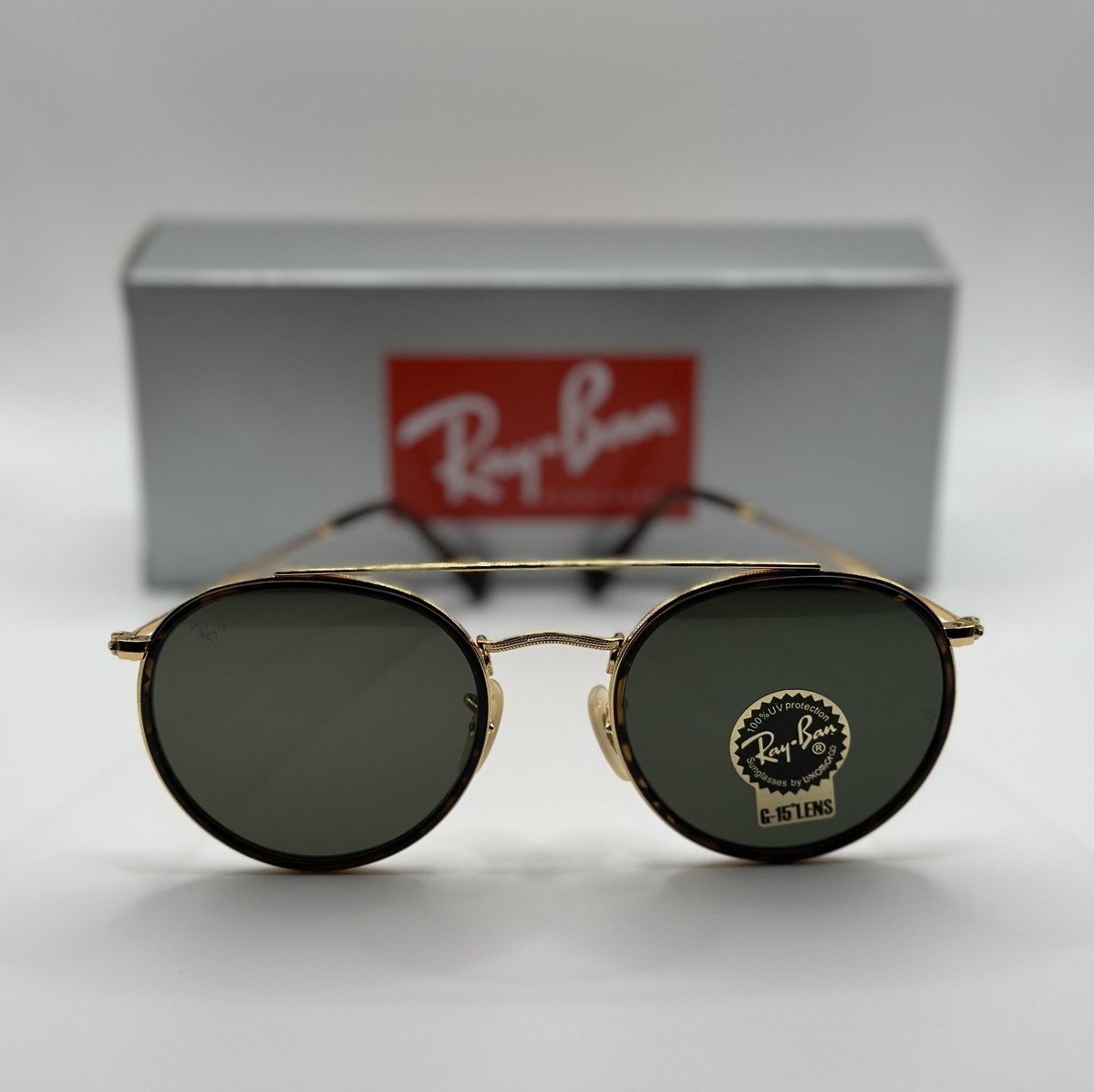 Ray-Ban RB3647N 001/7O 51-22 Round Double Bridge Sunglasses
