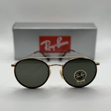 Ray-Ban RB3647N 001 51-22 Round Double Bridge Gold Frame G-15 Lens 51mm-Havana