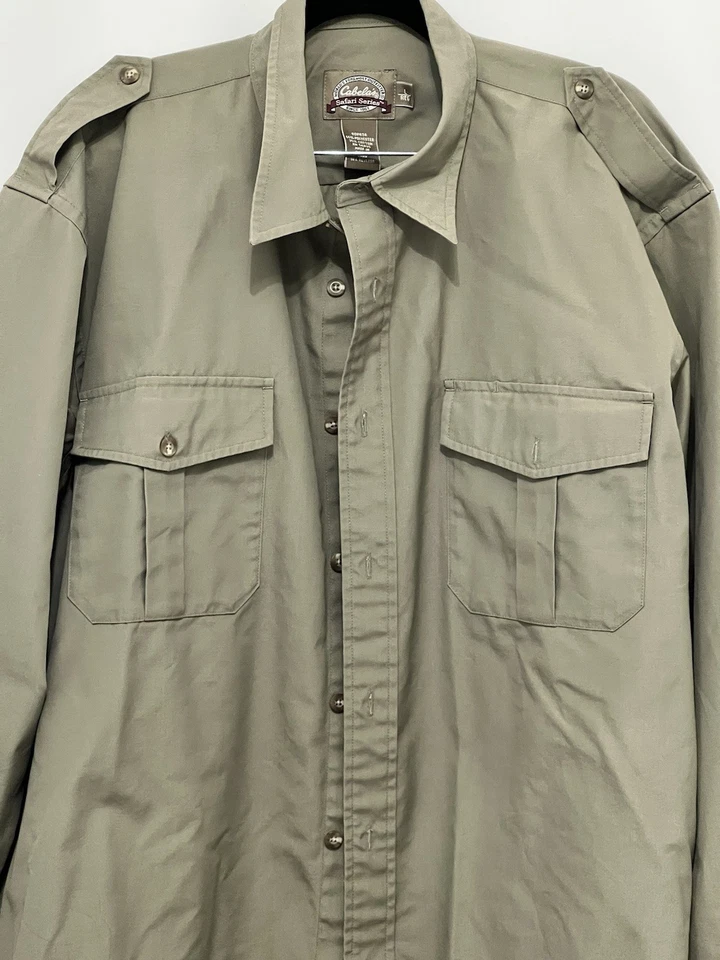 Cabela's Safari Shirt Men's Size Large Canvas Hiking Camping Hunting Utility - Image 3 of 4
