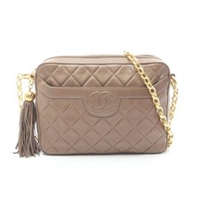 Borsa a tracolla CHANEL Matelasse frange catena pelle di agnello pecora grigi...