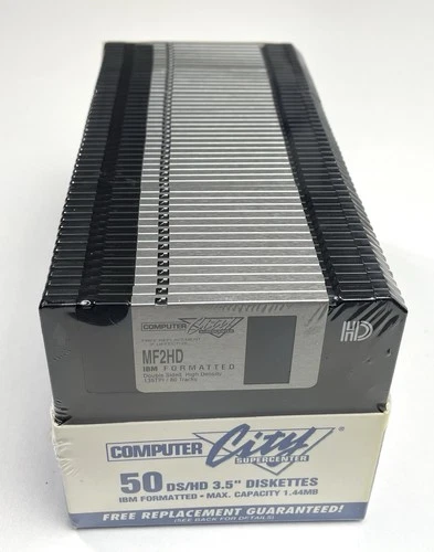 Vintage Computer City 3.5” Diskettes Floppy Disks 1.44MB - 50 Pack NEW SEALED