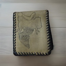 Vintage Men's Leather Wallet Hand Tooled, Western Design with Horse Saddle