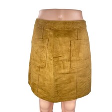 Old Navy Women's Camel Brown Faux Suede High Rise Mini Utility A-Line Skirt Sz 4