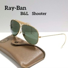 Vintage Ray-Ban B L Shooter Sunglasses Gold Green Lens USA Made Aviator Case