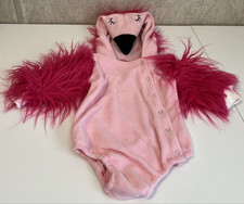 Baby Flamingo Costume Pink Flamingo Fur Sleeves Hood Side Snap 12-24 Months