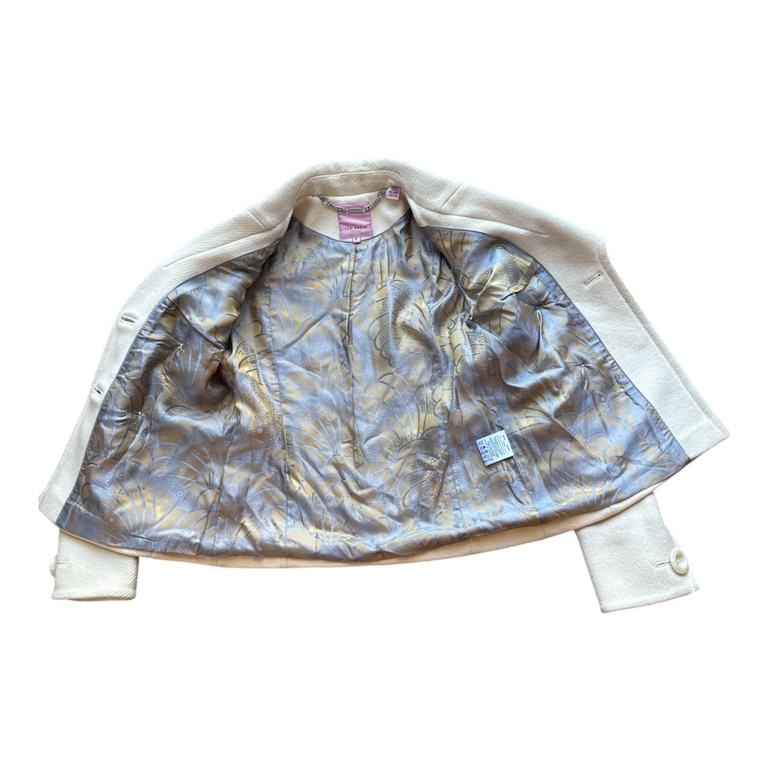 Ted Baker London Cream Virgin Wool Double Breasted Pea Coat Size 0 00177 58281 image 7