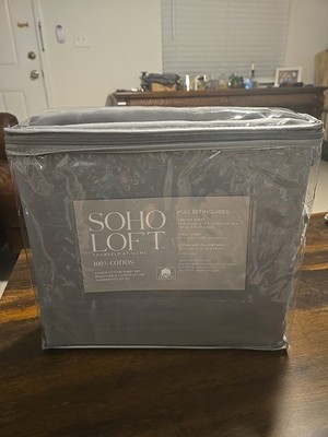 SOHO LOFT  Bedding Set 3 pcs 100% Cotton, Flat Sheet 54 x 75'' & 2 Pillowcases 