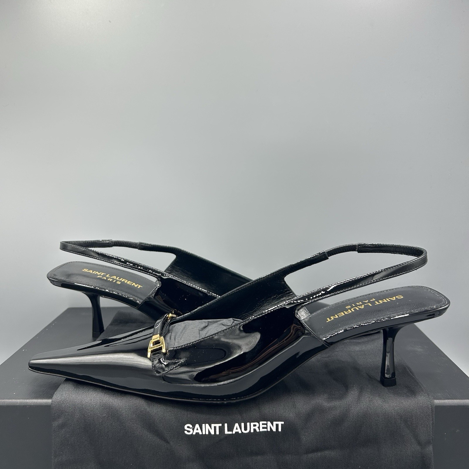Sandali décolleté Saint Laurent Carine 55 mm in pelle nera UK 6 EU 39 US 9