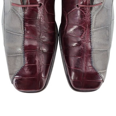 Vintage Mauri Exotic Alligator Burgundy Gray Dress Shoes Mens 13M Derby Oxfords Vintage Mauri Exotic Alligator Burgundy Gray Dress Shoes  main image 3