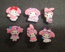 Lot Of 6 SANRIO Hello KITTY My Melody SHOE CHARMS Compatible With Crocs