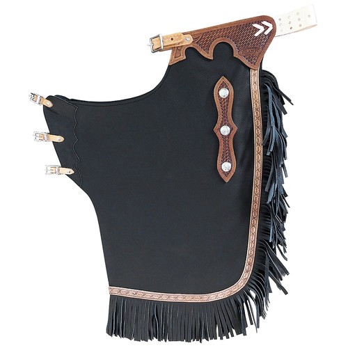 HILASON Bull Riding Chinks Adult Pro Rodeo Bronc Leather Black | Handmade - Picture 1 of 6