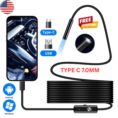USB Type-C Endoscope Camera IP67 Waterproof Borescope 6 LED for Android PC 7.0mm