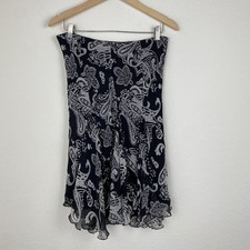 Vintage SLB Size M Skirt Whimsigoth 90s Paisley Ruffle Hanky Hem Boho