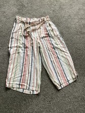 Ladies Primark White Stripped Cropped Trousers Size 18 