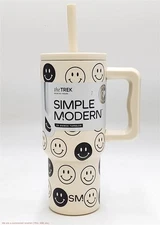 Simple Modern 24oz Happy Faces Trek Straw Tumbler White/Black READ DESCRIPTION