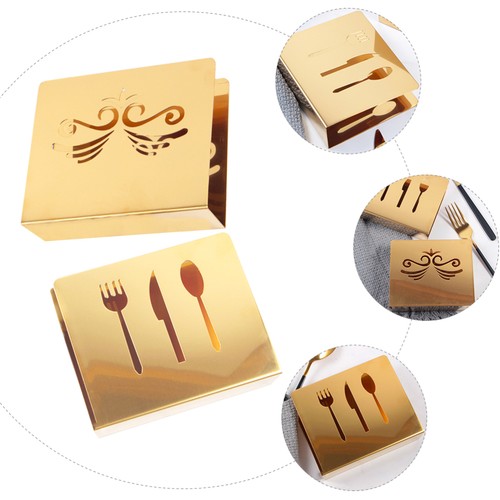 2 Pcs Goldener Serviettenhalter Cocktail-Servietten-Organizer Restaurant