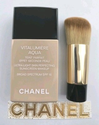 CHANEL VITALUMIERE AQUA 42 BEIGE ROSE Ultra-Light Makeup SPF15 New  Brush No Box