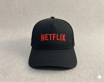 Premium Netflix Logo Embroidered Hat - Black Kaki Twill Direct Embroidery Cap