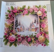Diamond Art Christmas Scene Canvas Picture Completed